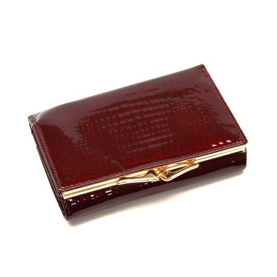 Женский кожаный кошелек Marco Coverna (403-2490-4) бордовый лак Женский кожаный кошелек Marco Coverna (403-2490-4) бордовый лак