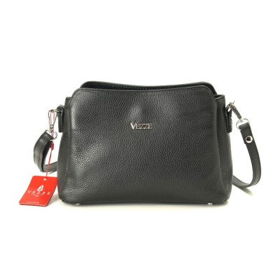 Женская кожаная сумка кросс-боди VEZZE 4015 черная