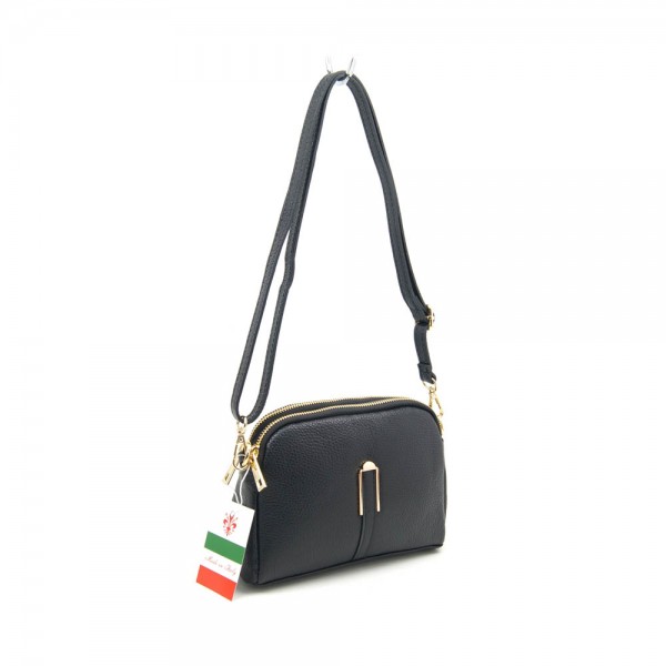 Женская кожаная сумка кросс-боди VEZZE 2612 черная