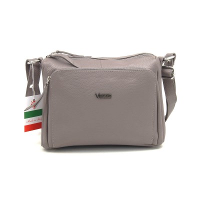 Женская кожаная сумка VEZZE 1355 серо-бежевая Женская кожаная сумка VEZZE 1355 серо-бежевая