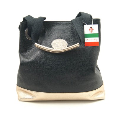 Кожаная сумка VEZZE 1624 черно-золотистая Кожаная сумка VEZZE 1624 черно-золотистая