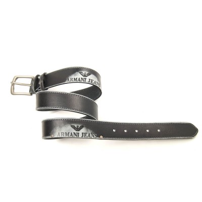 Мужской кожаный ремень в стиле Armani Jeans черно-серый Мужской кожаный ремень в стиле Armani Jeans черно-серый