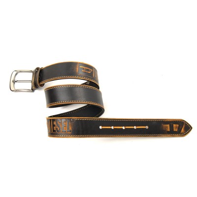 Мужской кожаный ремень в стиле Diesel черно-рыжий Мужской кожаный ремень в стиле Diesel черно-рыжий