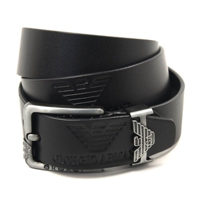 Мужской кожаный ремень в стиле Armani Jeans черный Мужской кожаный ремень в стиле Armani Jeans черный