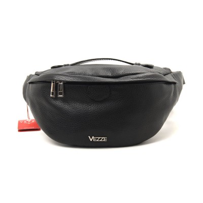 Женская кожаная нагрудная сумка-слинг VEZZE 2309 черная