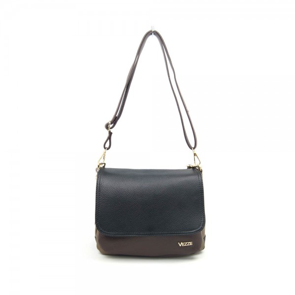 Женская кожаная сумка VEZZE 2347 бежево-черная