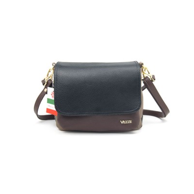 Женская кожаная сумка VEZZE 2347 бежево-черная