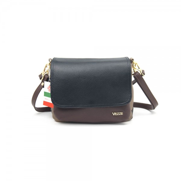 Женская кожаная сумка VEZZE 2347 бежево-черная