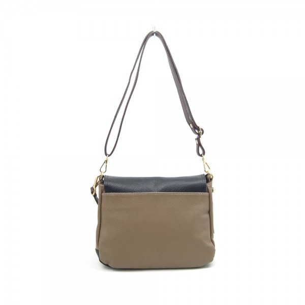 Женская кожаная сумка VEZZE 2347 бежево-черная