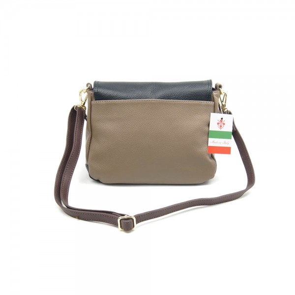 Женская кожаная сумка VEZZE 2347 бежево-черная