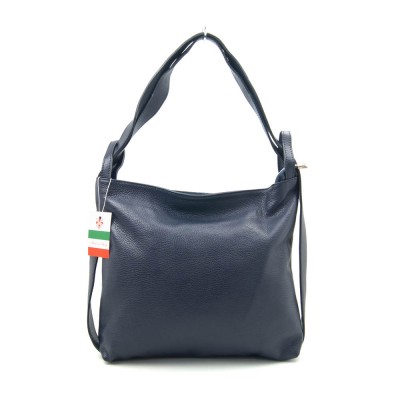 Женская кожаная сумка-рюкзак VEZZE 2351 темно-синяя