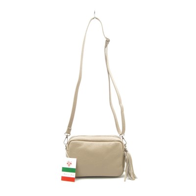 Женская кожаная сумка кросс-боди VEZZE 2386 бежевая