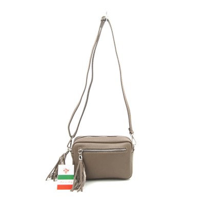 Женская кожаная сумка кросс-боди VEZZE 2386 темно-бежевая