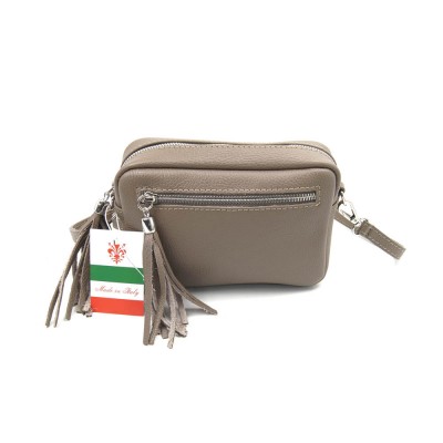 Женская кожаная сумка кросс-боди VEZZE 2386 темно-бежевая