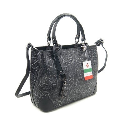 Кожаная сумка VEZZE 2436 черно-серебристая Кожаная сумка VEZZE 2436 черно-серебристая