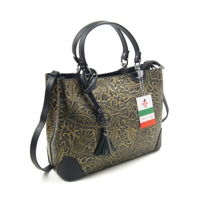 Кожаная сумка VEZZE 2436 черно-золотистая Кожаная сумка VEZZE 2436 черно-золотистая