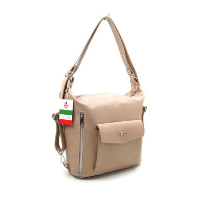 Женская кожаная сумка-рюкзак VEZZE 2406 бежевая Женская кожаная сумка-рюкзак VEZZE 2406 бежевая