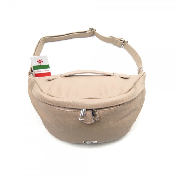 Женская кожаная нагрудная сумка-слинг VEZZE 2309 бежевая
