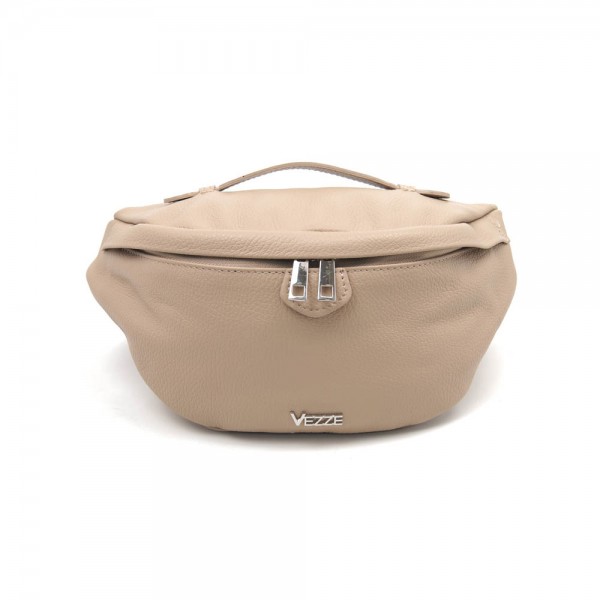 Женская кожаная нагрудная сумка-слинг VEZZE 2309 бежевая