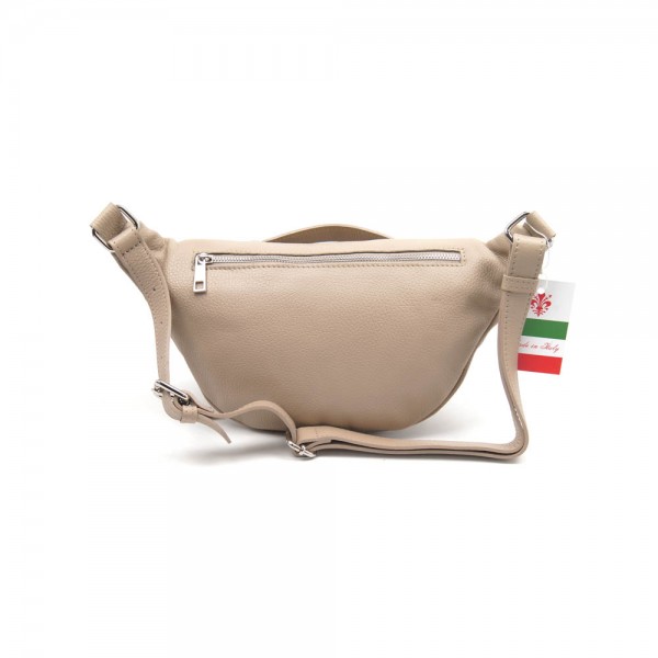 Женская кожаная нагрудная сумка-слинг VEZZE 2309 бежевая