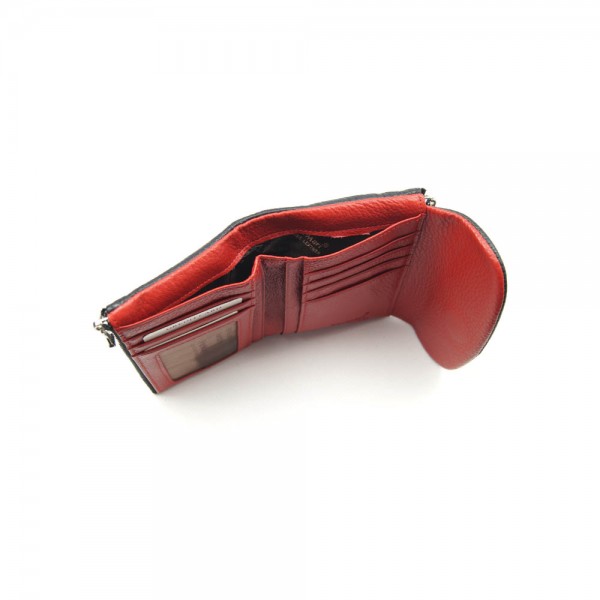 Женский кожаный кошелек Vermari 3907-1806 черно-красный