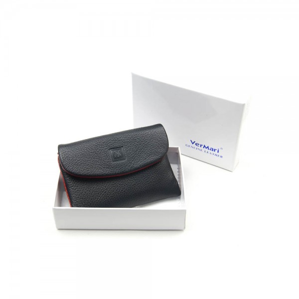 Женский кожаный кошелек Vermari 3907-1806 черно-красный