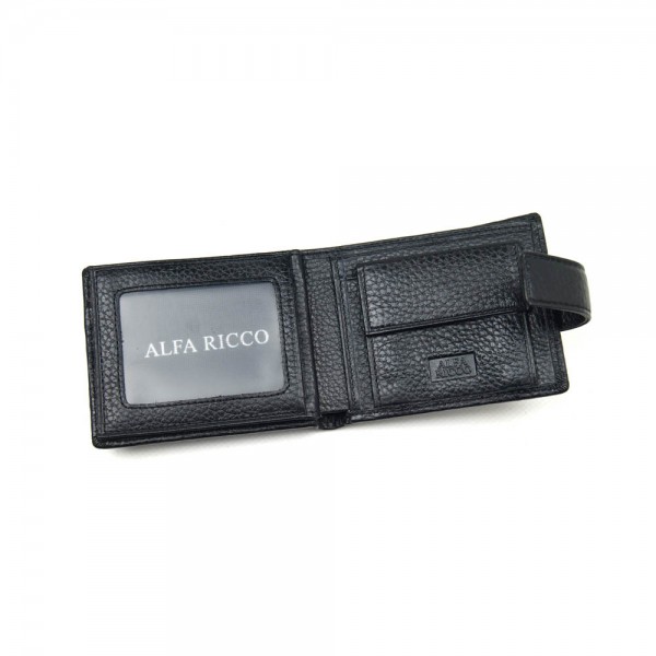 Мужской кожаный кошелек Alfa Ricco 9806 черный