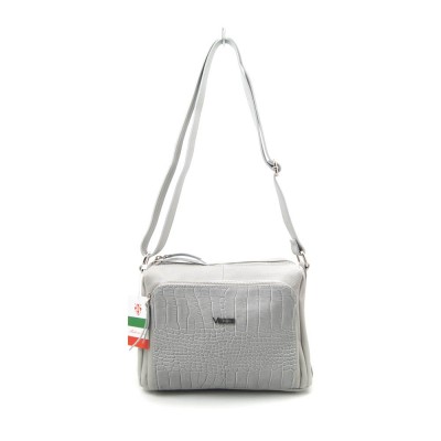 Женская кожаная сумка VEZZE 1355H светло-серая крокодил