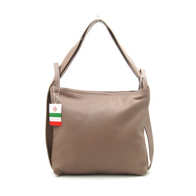 Женская кожаная сумка-рюкзак VEZZE 2351 темно-бежевая