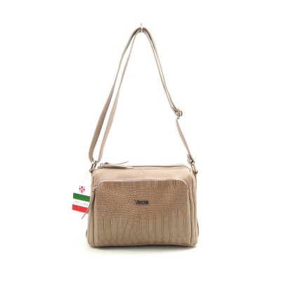 Женская кожаная сумка VEZZE 1355H бежево-серая крокодил