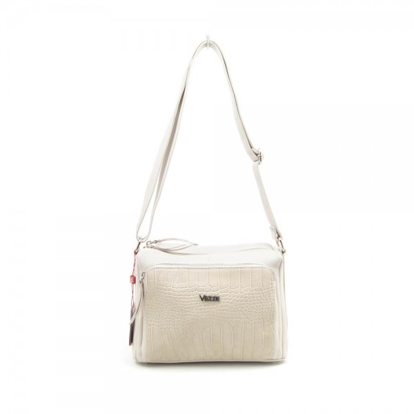 Женская кожаная сумка VEZZE 1355H светло-бежевая крокодил