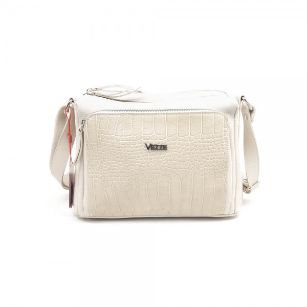Женская кожаная сумка VEZZE 1355H светло-бежевая крокодил