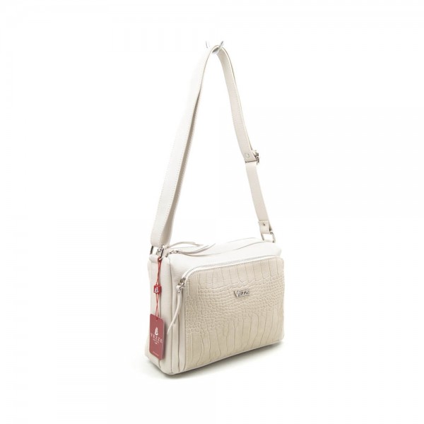 Женская кожаная сумка VEZZE 1355H светло-бежевая крокодил