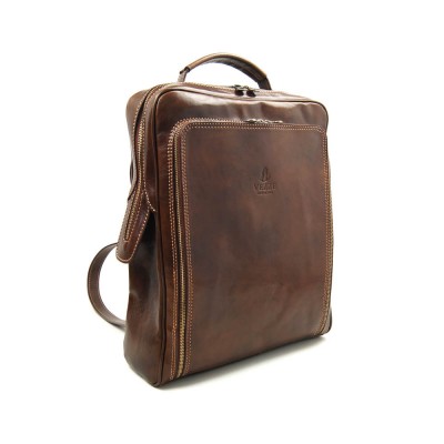 Мужской кожаный рюкзак VEZZE 14725 коричневый