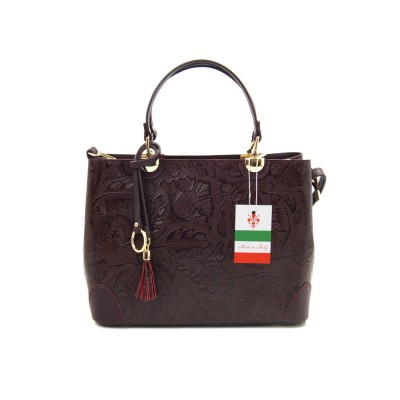 Женская кожаная сумка VEZZE 2436 бордовая