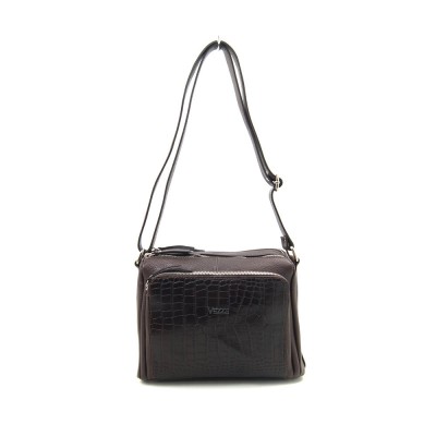 Женская кожаная сумка VEZZE 1355H темно-коричневая крокодил