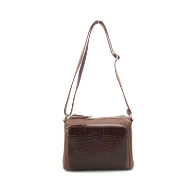 Женская кожаная сумка VEZZE 1355H светло-коричневая крокодил