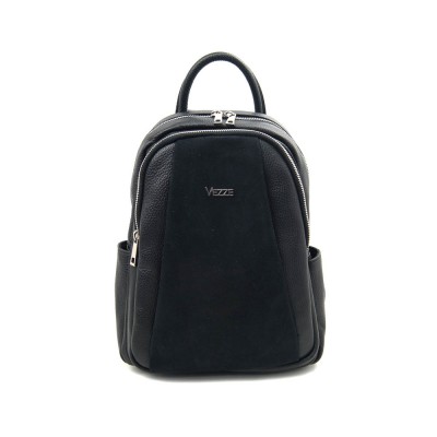 Женский кожаный рюкзак VEZZE 2136 черный с замшей