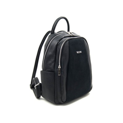 Женский кожаный рюкзак VEZZE 2136 черный с замшей Женский кожаный рюкзак VEZZE 2136 черный с замшей