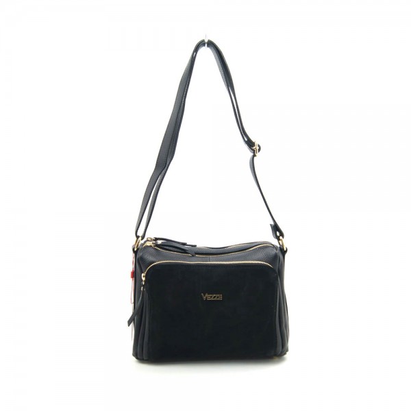 Женская кожаная сумка VEZZE 1355H черная с замшей Женская кожаная сумка VEZZE 1355H черная с замшей