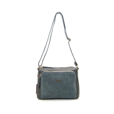 Женская кожаная сумка VEZZE 1355H серая с замшей