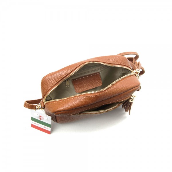 Женская кожаная сумка кросс-боди VEZZE 2386 рыжая Женская кожаная сумка кросс-боди VEZZE 2386 рыжая