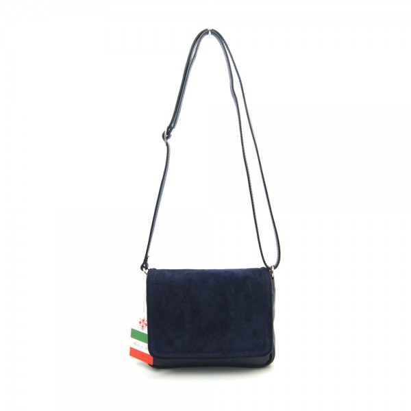 Женская кожаная сумка VEZZE 2582 синяя с замшей Женская кожаная сумка VEZZE 2582 синяя с замшей