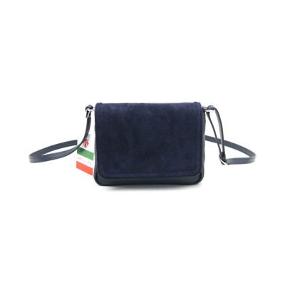 Женская кожаная сумка VEZZE 2582 синяя с замшей