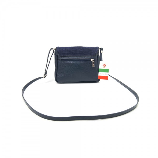 Женская кожаная сумка VEZZE 2582 синяя с замшей Женская кожаная сумка VEZZE 2582 синяя с замшей