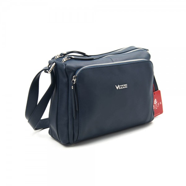 Женская кожаная сумка VEZZE 1355M синяя Женская кожаная сумка VEZZE 1355M синяя