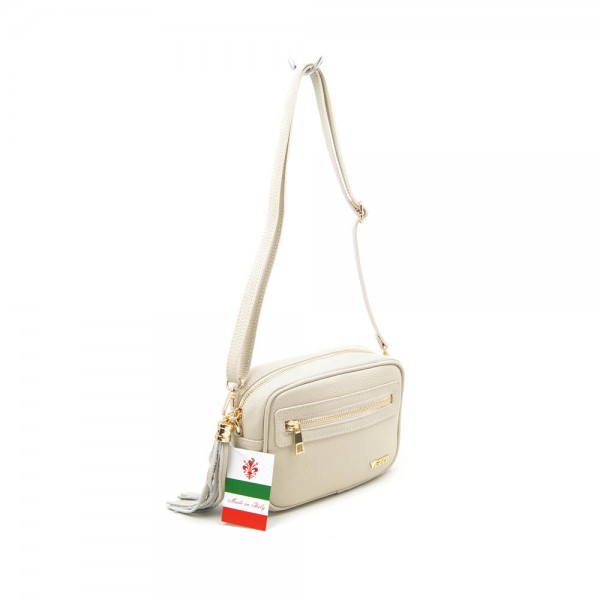 Женская кожаная сумка кросс-боди VEZZE 2387 светло-бежевая