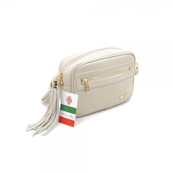 Женская кожаная сумка кросс-боди VEZZE 2387 светло-бежевая