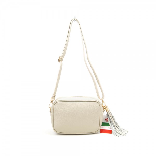 Женская кожаная сумка кросс-боди VEZZE 2387 светло-бежевая