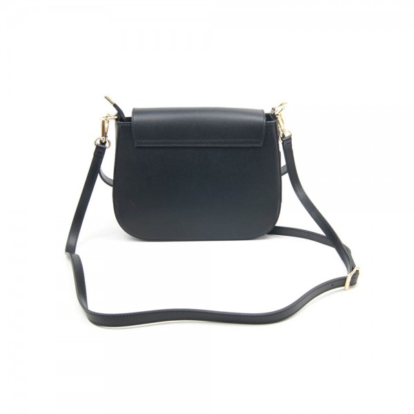 Женская кожаная сумка кросс-боди VEZZE 2614 черная с замшей